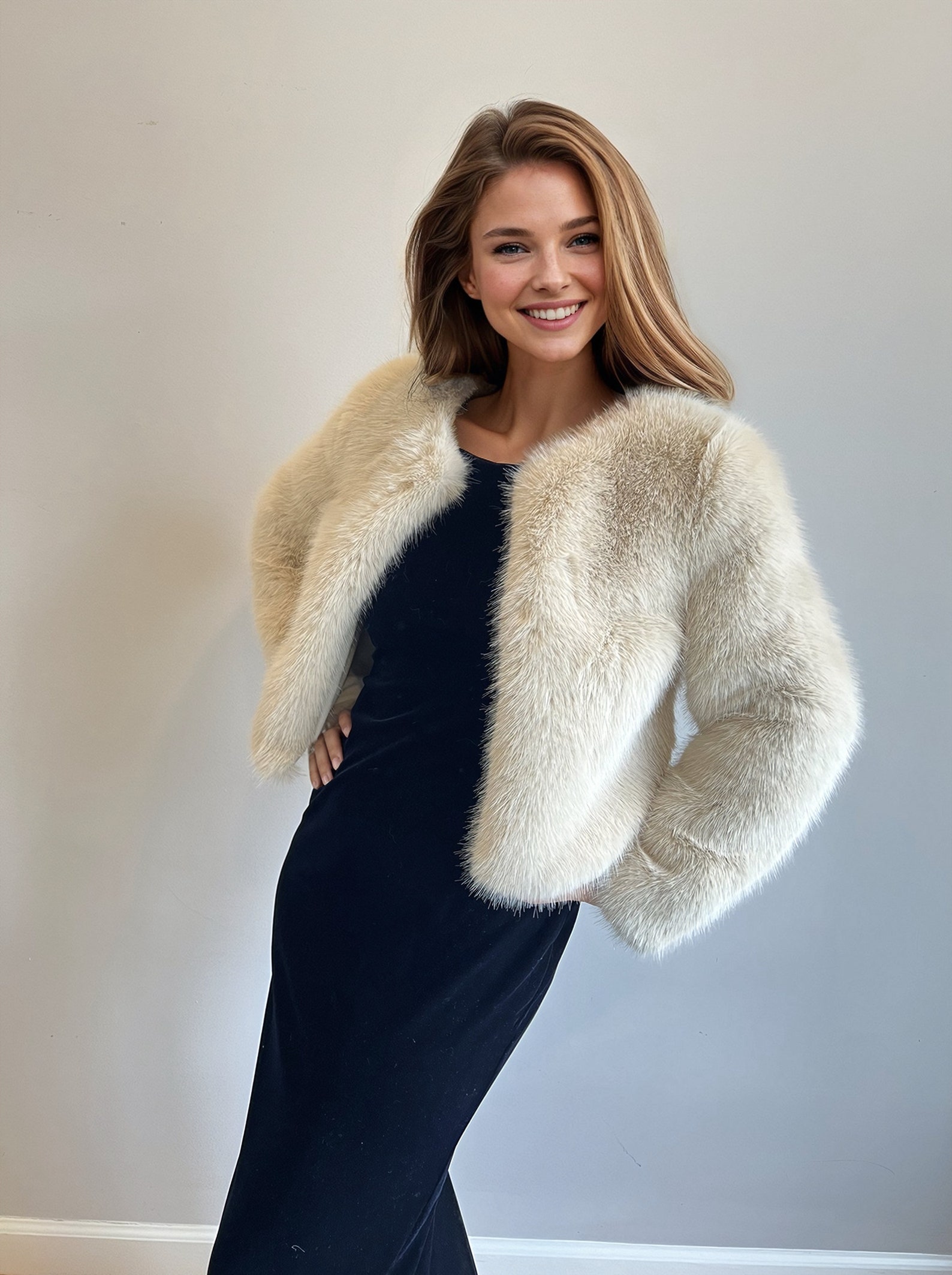Beige Faux Fur Coat, Brown Fur Jacket, Bridal Fur Coat, Faux Fur Bolero Beige Faux Fur Coat, Brown Fur Jacket, Bridal Fur Coat, Faux Fur Bolero