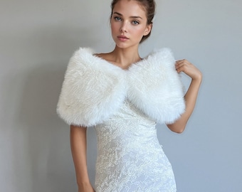 Scialle In Pelliccia Sintetica Jeweky Per Sposa – Elegante Coprispalle In Finto Visone Per Matrimonio, Cerimonia E Feste, Disponibile In Nero, Beige, Bianco E Marrone