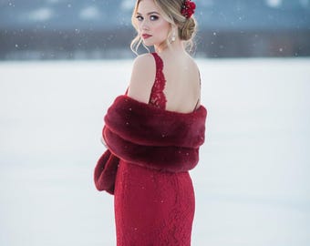 Kunstpelz Brautstola, Brautstola, Brautstola, Brautstola, Winterhochzeitsgeschenk, Winterhochzeitsgeschenk (Audrey Win05 )