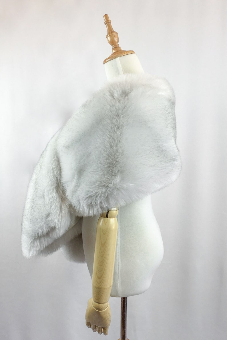 Light Gray Fur Shawl Silver Fur Bridal Wrap Wedding Fur | Etsy
