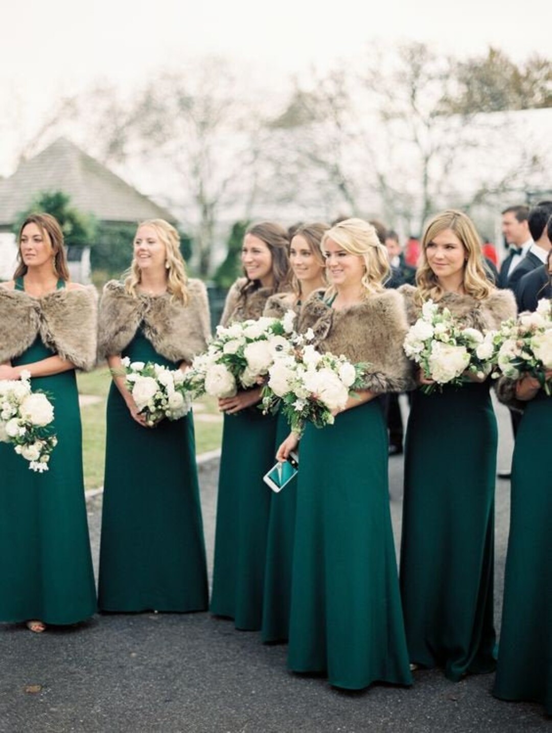 Classic Brown Faux Fur Wrap for Winter Weddings
