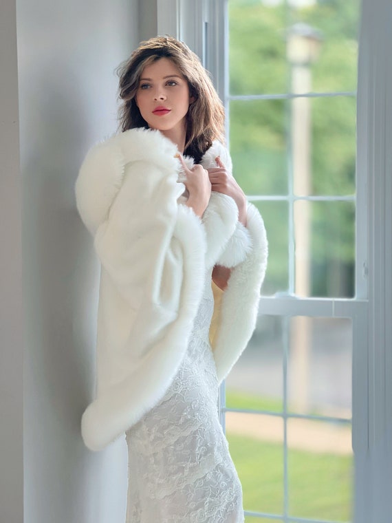 Fur wedding cape sale