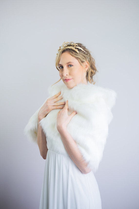 Ivory Faux Fur Bridal Wrap Wedding Fur Shrug Bridal Faux