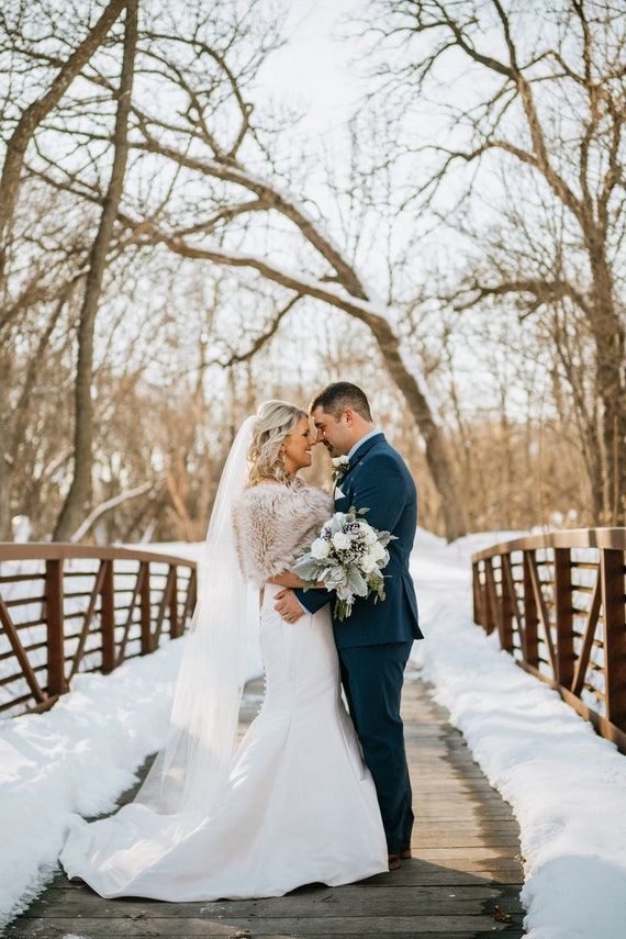 Blush Nude Faux Fur Bridal Wrap