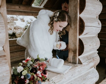 Veste De Fourrure De Mariée Cape De Mariage D'hiver Manteau De Fête