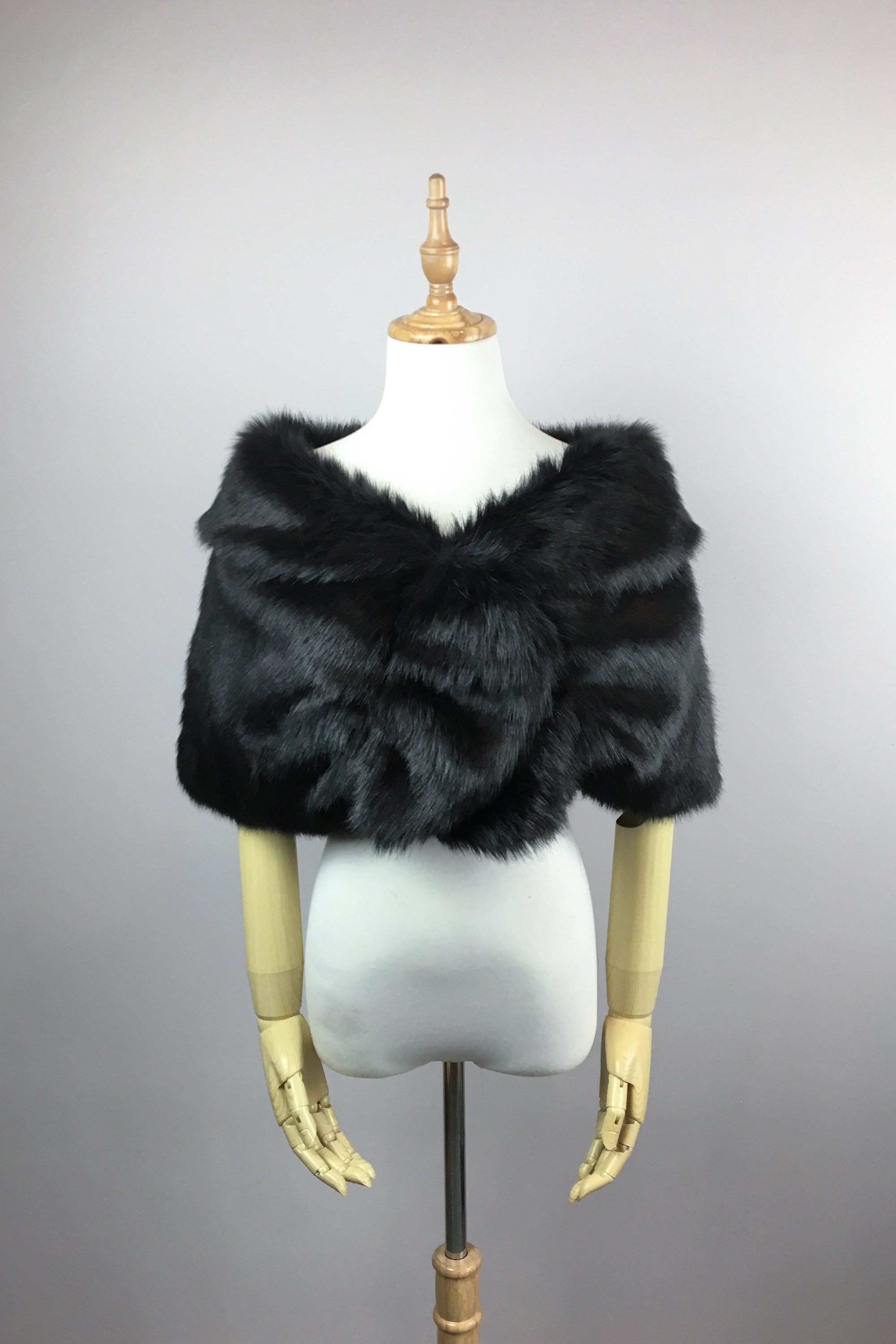 Black faux fur bridal wrap Wedding Fur shrug Brown Fur Wrap | Etsy