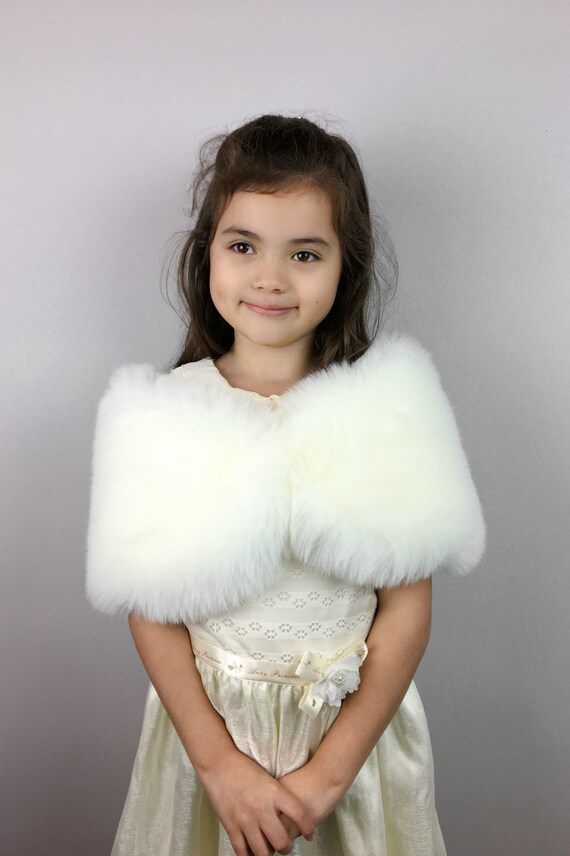 girls white fur shrug