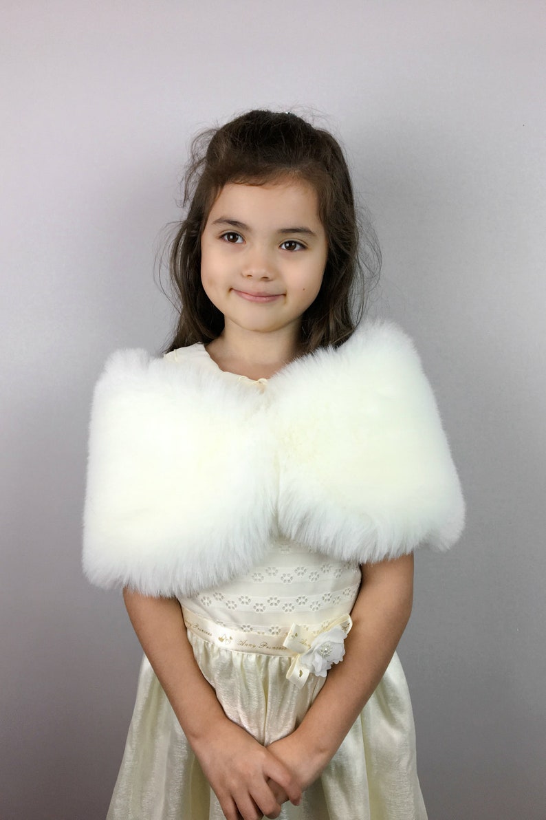 Light Ivory Flower Girl Faux Fur Wrap Shawl kid Wht01 Etsy