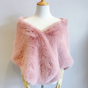 faux fur shawl pink