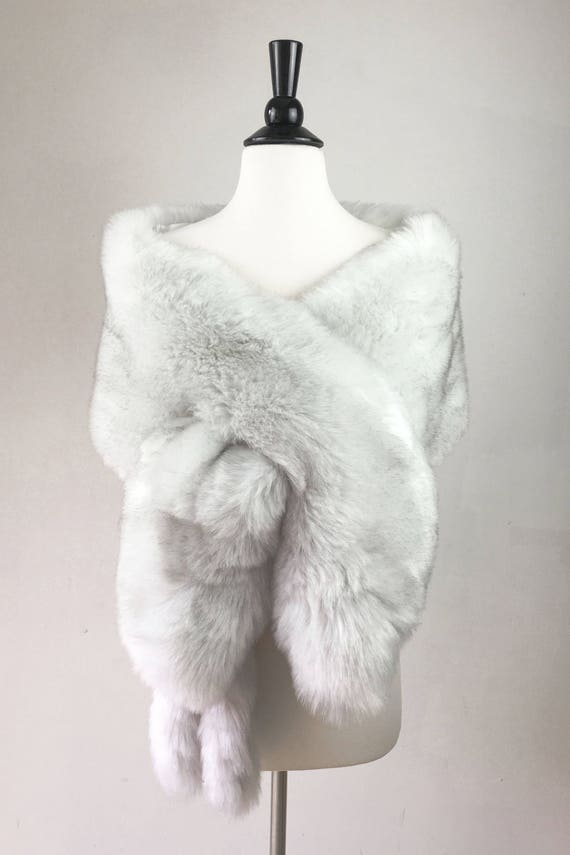 Light Gray fur Shawl Silver Fur Bridal 