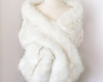 fur shawl white