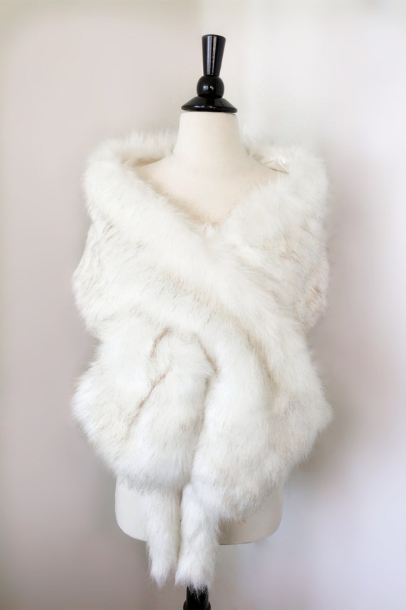 Elegant Faux Fur Bridal Wedding Winter Wrap Bolero Coat Shawl Ivory S/M/L/XL 