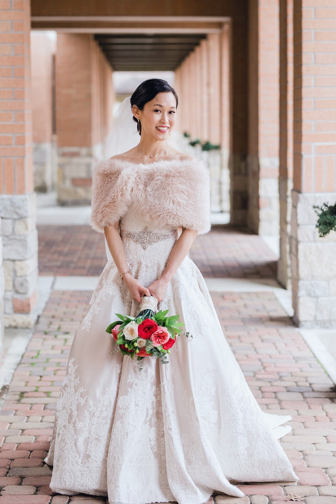 faux fur shawl bridesmaids