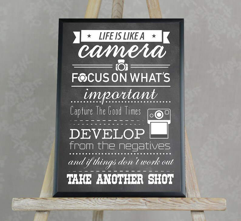 Life is Like A Camera Quote Poster Etsy UK