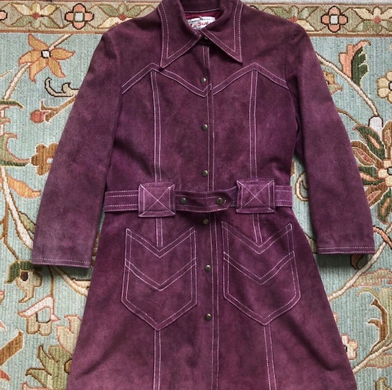 Vintage 60's Purple Mod Suede Jacket, Small