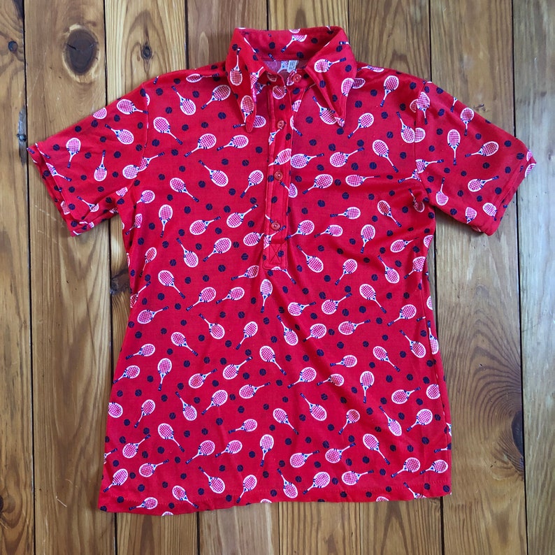 Vintage 70\u2019s Red Tennis Novelty Shirt