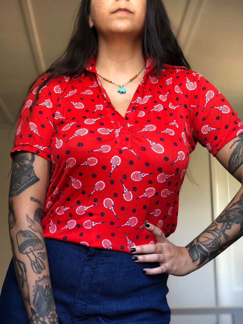 Vintage 70\u2019s Red Tennis Novelty Shirt