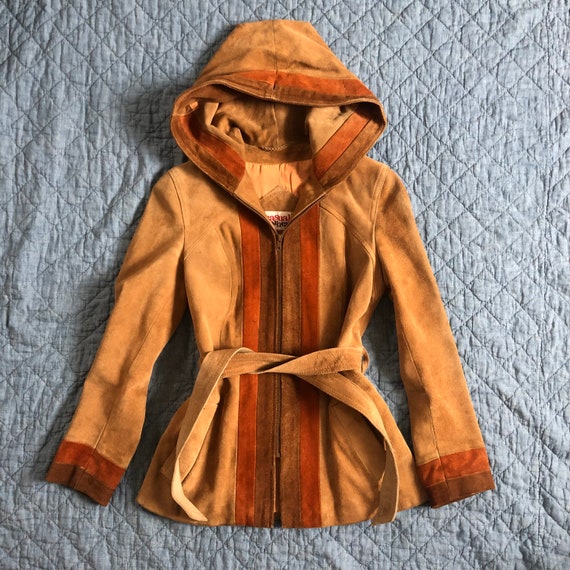 70’s Vintage Suede Hooded Jacket