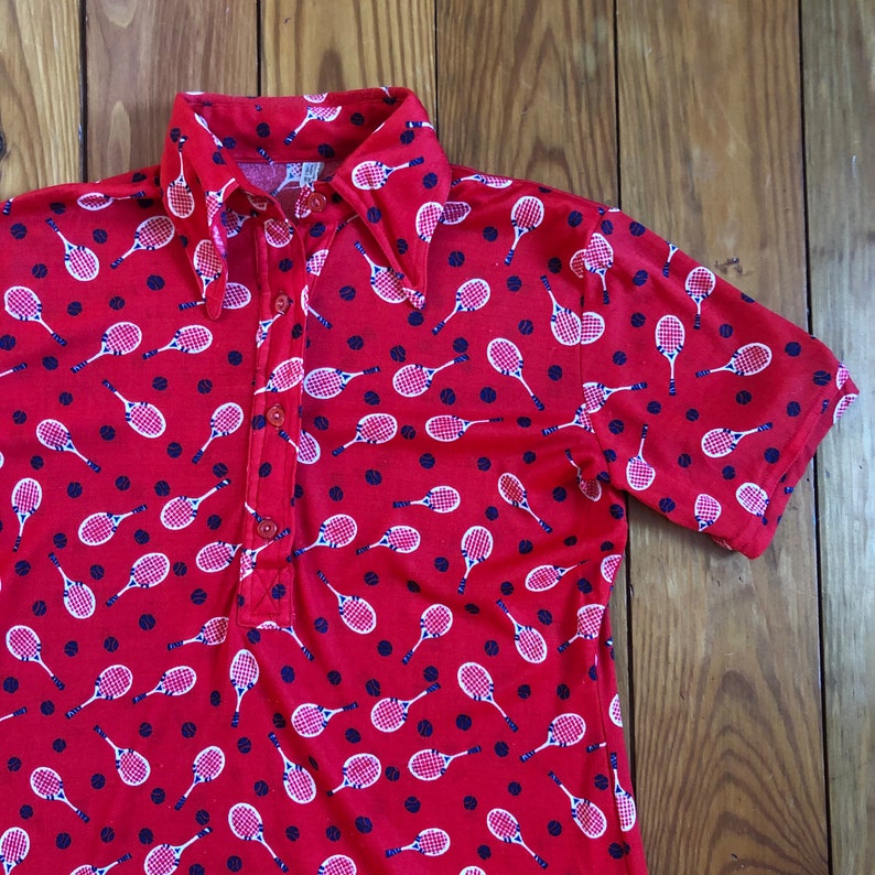 Vintage 70\u2019s Red Tennis Novelty Shirt
