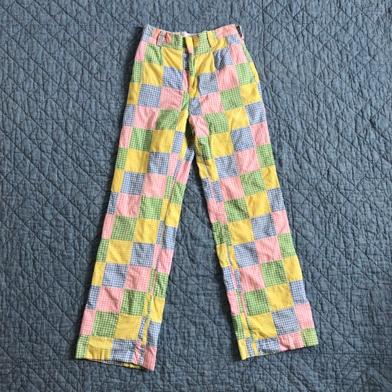 70’s Rainbow Plaid Pants, 27" waist