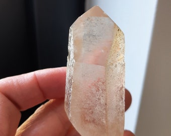 Channeller crystal with rehealed base from Minas Gerais Brazil. (Tangerine Quartz)