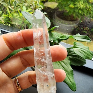 ET Laserkwartskristal met kratersleutel/opdruk, Devic-tempel, zelfgenezende basis en Fairy Frost uit Diamantina, Brazilië.