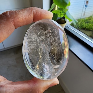 Special formation Palm Stone Clear Quartz Crystal with Devic Temple and Fairy frost from Madagascar.