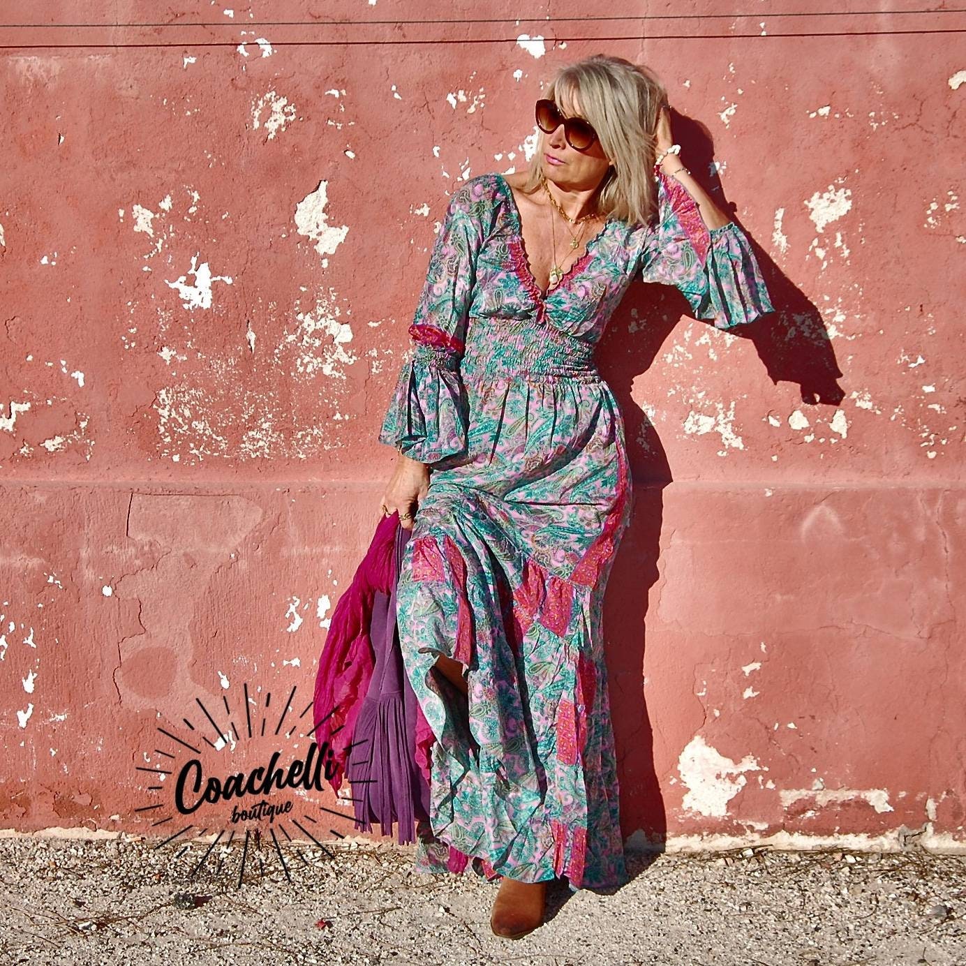 Robe bohème, robe longue ,robe en soie ,robe gipsy ,Robe boho