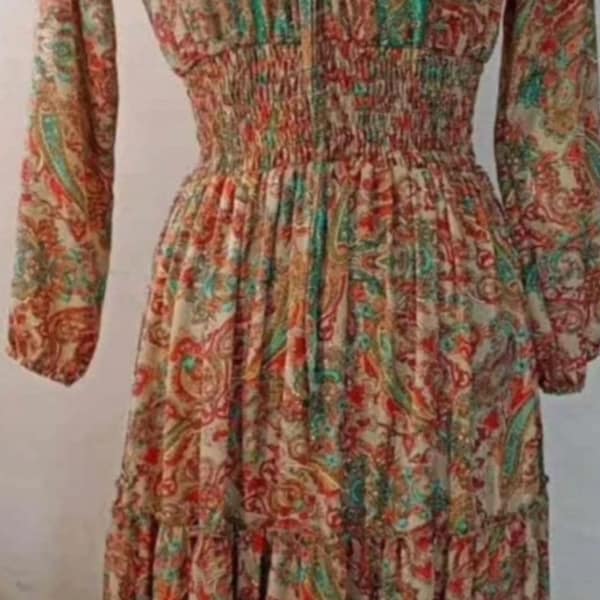 Long dress, boho dress, gipsy dress, hippie chic dress, long dress, summer dress, silk dress, vintage dress, long sleeve dress, maxidress