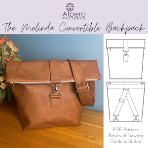 Backpack sewing pattern pdf // convertible bag, rucksack sewing pattern, backpack crossbody bag sewing pattern, bag sewing pattern cabin bag