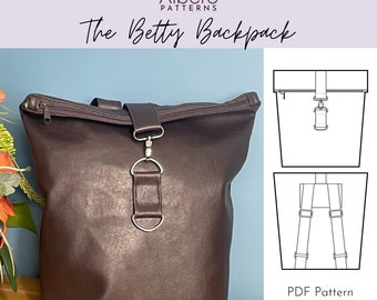 ベティバックパックの縫製パターン：折りたたみ式リュックサック（PDFパターン）