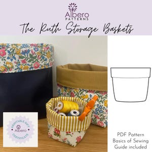 Patron de couture PDF Ruth pour paniers de rangement : organiseur DIY en 3 tailles