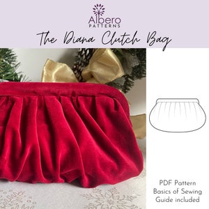 Diana Clutch Bag Sewing Pattern // NYE Bag Pattern, Evening bag pattern, How to make an evening clutch bag, sewing pattern for a clutch bag