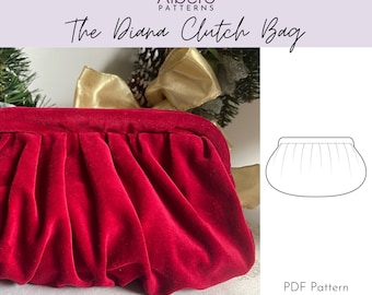 Diana Clutch Bag Sewing Pattern // NYE Bag Pattern, Evening bag pattern, How to make an evening clutch bag, sewing pattern for a clutch bag