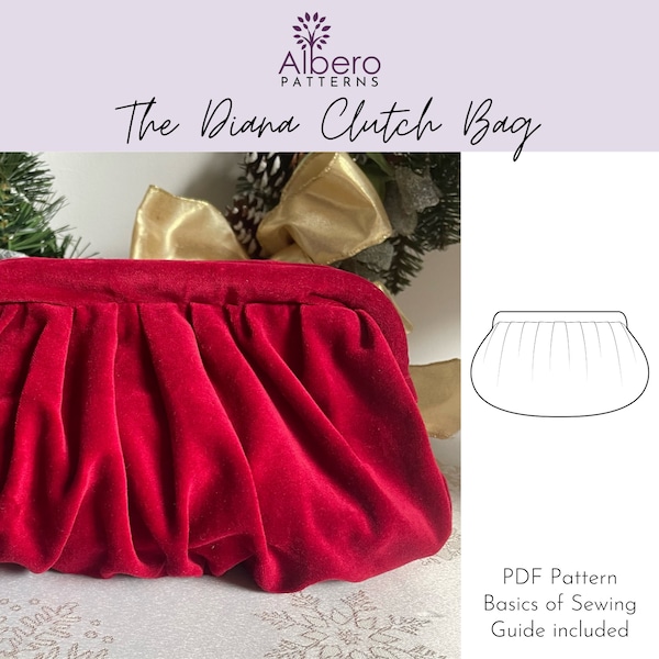 Diana Clutch Bag Sewing Pattern // NYE Bag Pattern, Evening bag pattern, How to make an evening clutch bag, sewing pattern for a clutch bag