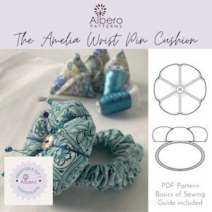 Modello PDF per il cuscino portaspilli da polso Amelia: progetto di cucito per principianti