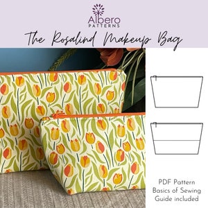 Makeup Bag Sewing Pattern: Rosalind Zipped Pouch (PDF Pattern)