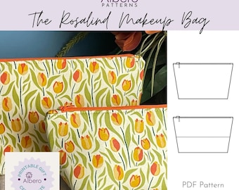 Makeup Bag Sewing Pattern: Rosalind Zipped Pouch (PDF Pattern)