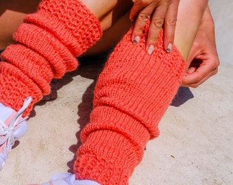 Coral Knit Leg Warmers, Soft Slouchy Ballet Leg Warmers, Cozy Knit