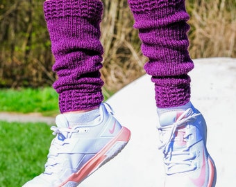 Dark Purple Leg Warmers, Soft Knee High Ballet Leg Warmers, Cozy Knits