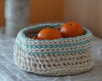 Decoraciones de Pascua, cuenco de Pascua de ganchillo para huevos, decoración de mesa de Pascua, cesta para huevos de Pascua, decoración del hogar blanco y azul, cesta de almacenamiento