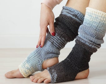 Leg Warmers, Black And White Socks, Knee High Knit Socks, Mismatched Dance Socks, Vegan Yoga Socks, Activewear, Gift For Mother, Odd Socks