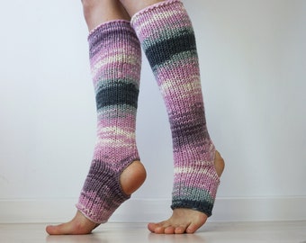 Yoga Leg Warmers, Knee High Socks, Handknit Socks, Mismatched Yoga Socks, Odd Socks, Long Leg Warmers, Yoga Gift, Ballet Leg Warmers