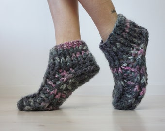 Slipper Socks, Socks for Slippers, Crochet Slippers, Unisex Slippers, Low Socks, Winter Slippers, Gift For Her, Soft Wool Socks, Winter Sock