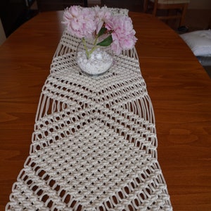 Large Macrame Table Runner: Boho Holiday Table Decor