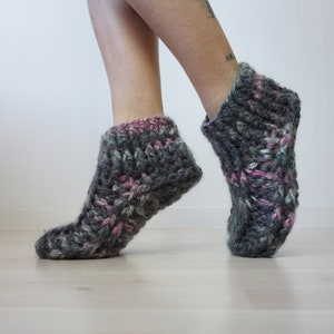 Slipper Socks, Socks for Slippers, Crochet Slippers, Unisex Slippers, Low Socks, Winter Slippers, Gift For Her, Soft Wool Socks, Winter Sock image 1