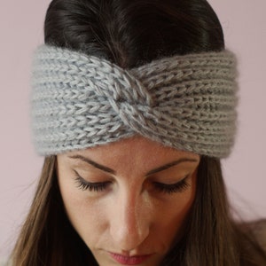 Knit Headband With Mohair Wool, Ear Warmer, Knitted Headband in Neutral ...