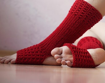 Mode de vacances, Chauffe-jambes rouges, Cadeau personnalisé, Vêtements de yoga, Vêtements pour femmes, Chaussettes de yoga sans orteils, Chaussettes Valentine