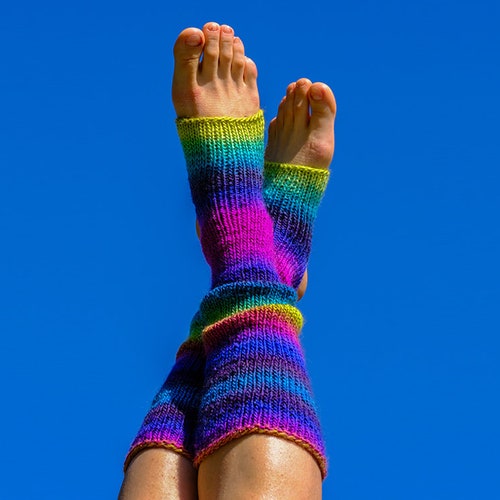 Rainbow Socks Yoga Socks Best Friend Gift Handknit Leg Etsy