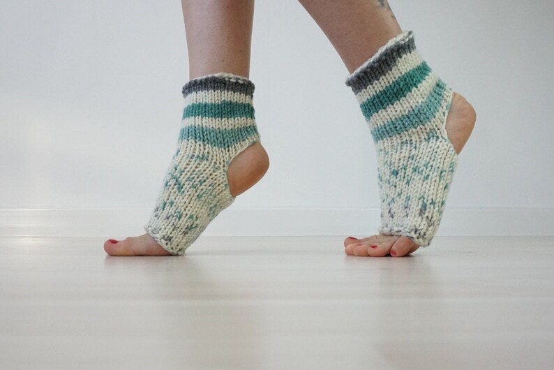 Toeless Socks Stripe Socks Knitted Socks Mom Gift Yoga Socks Christmas Gift Flip Flop Socks Ankle Warmers Yoga Gift Handknit Socks